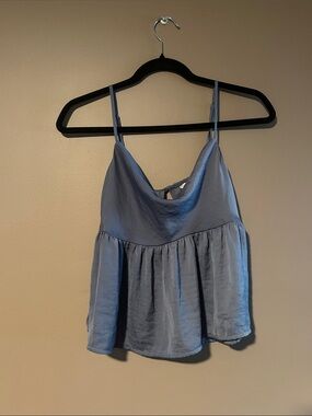 American Eagle Outfitters Light Blue Spaghetti Strap Peplum Tank